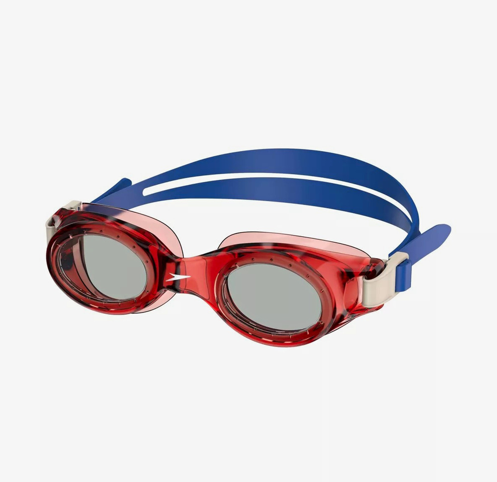 Speedo Boomerang Adult Swim Goggles Red Gray Anti-Fog UV 14+ NEW Sealed